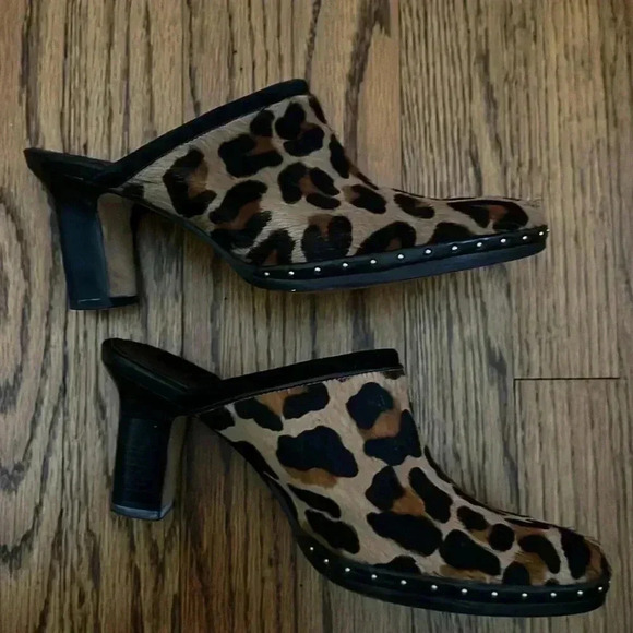 Cole Haan Calf hair Leopard Clogs 7 - Picture 4 of 9
